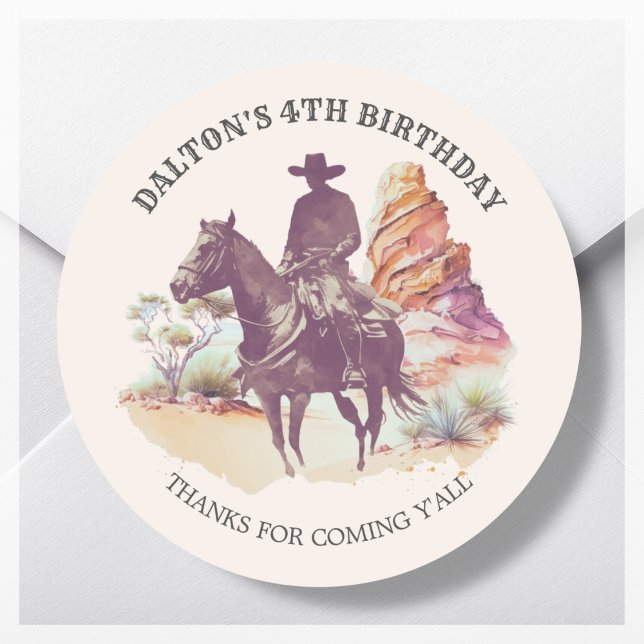 Cowboy Birthday Party Favor Stickers (Creator Uploaded)