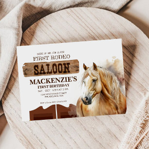 Cowboy Birthday Party First Rodeo wild West Invitation