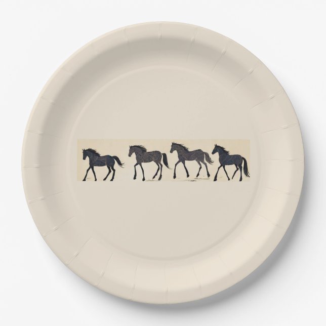 Cowboy Birthday Party - Horse Paper Plates (Front)