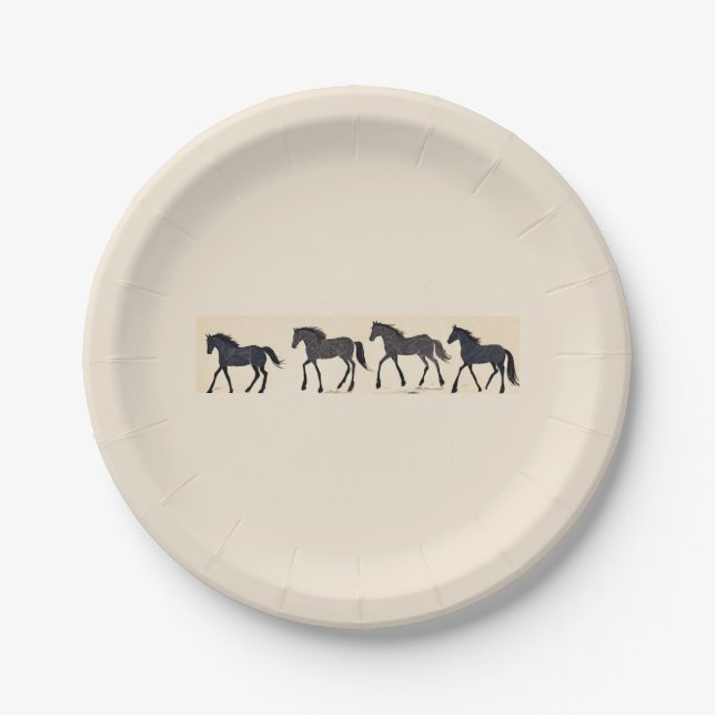 Cowboy Birthday Party - Horse Paper Plates (Front)