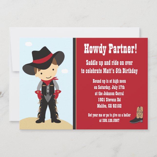 Cowboy Birthday Party Invitation (Front)