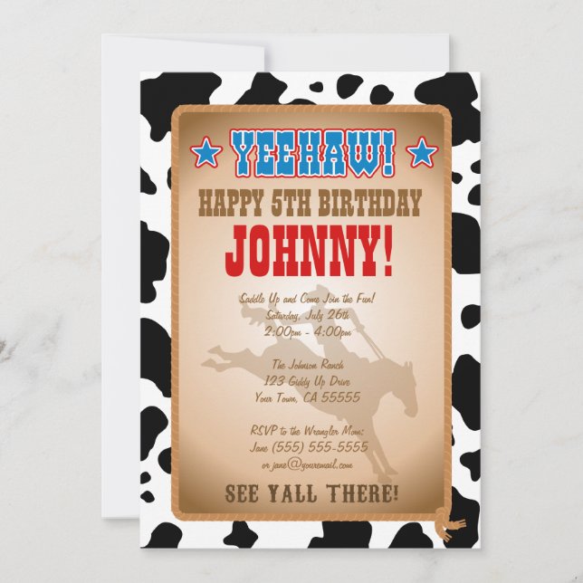 Cowboy Birthday Party Invitation (Front)