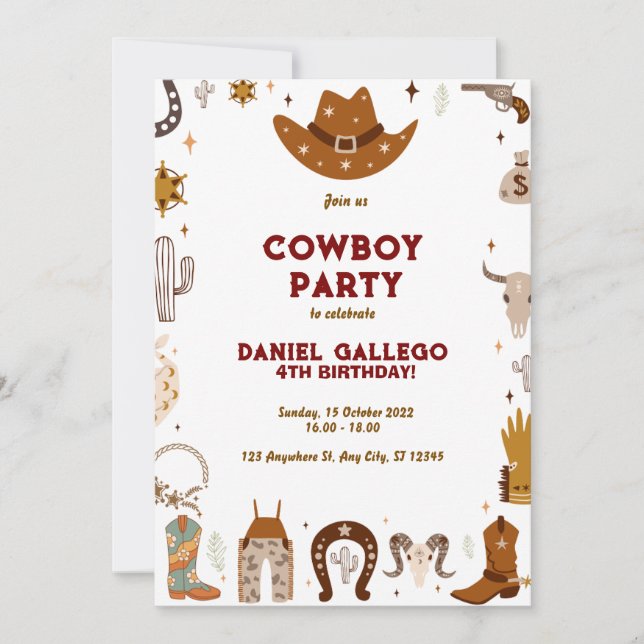 Cowboy  Birthday Party  Invitation (Front)