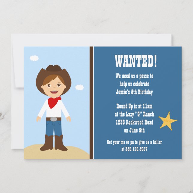 Cowboy Birthday Party Invitation (Front)