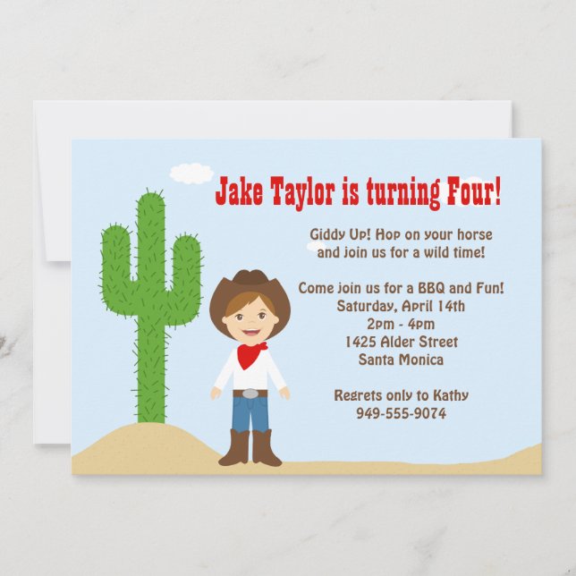 Cowboy Birthday Party Invitation (Front)