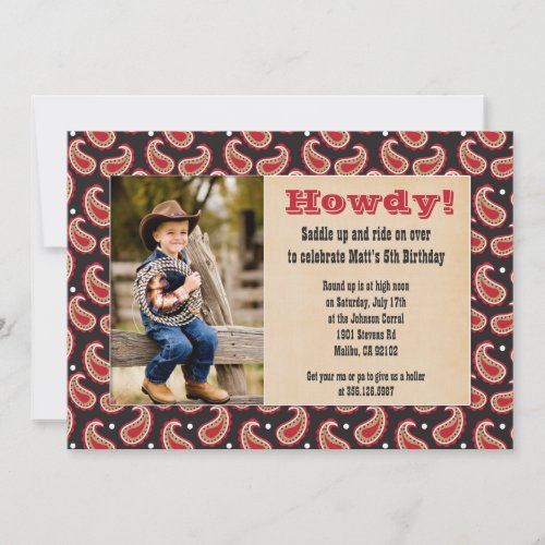 Cowboy Birthday Party Invitation with Photo