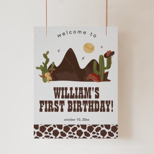 Cowboy Birthday Party or Baby Shower Welcome Sign