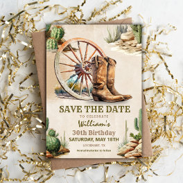Cowboy Birthday Party, Save the Date 30th Invitation