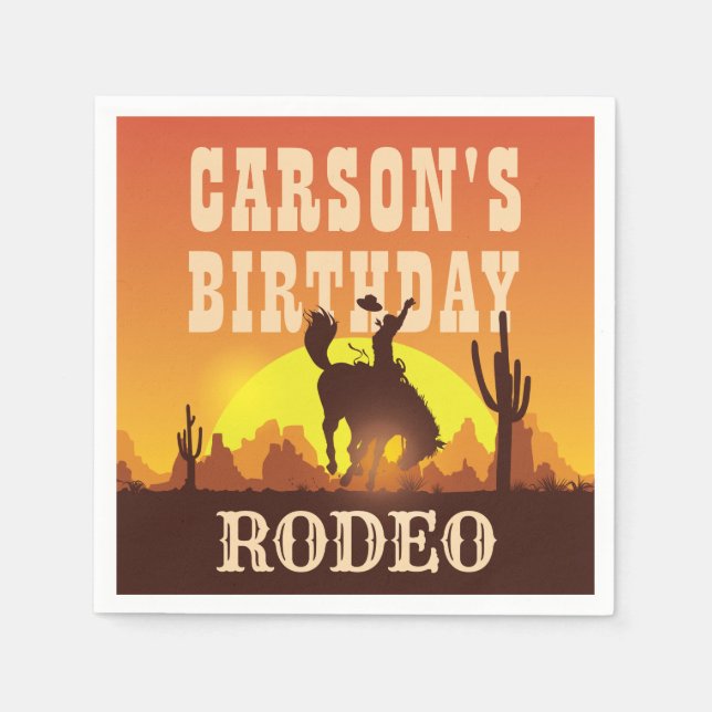 Cowboy Birthday Rodeo, Wild West, Happy Birthday Napkins (Front)