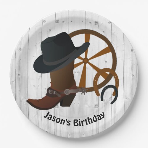 Cowboy Birthday Rustic Party Paper Plates