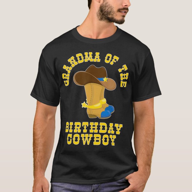 Cowboy Birthday Themed Party  Grandma T-Shirt (Front)