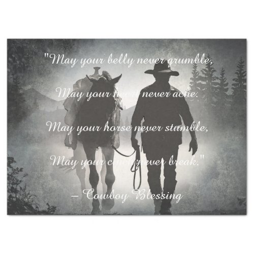 Cowboy Blessing Horse Silhouette Tissue Paper