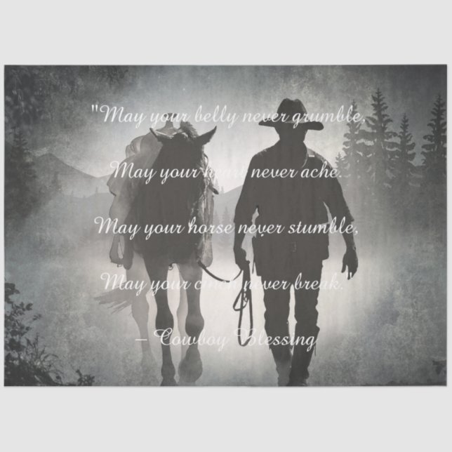 Cowboy Blessing Horse Silhouette Tissue Paper (Front)
