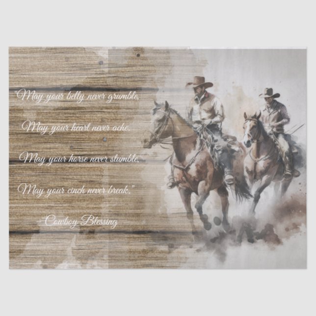 Cowboy Blessing Horses Tissue Paper (Front)