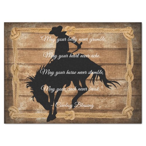 Cowboy Blessing Silhouette Bucking Bronco Horse Tissue Paper