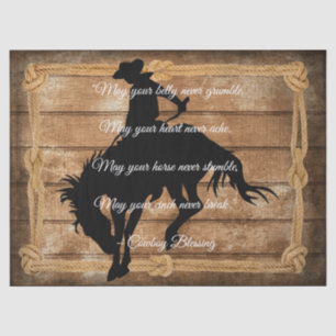 Cowboy Blessing Silhouette Bucking Bronco Horse Tissue Paper