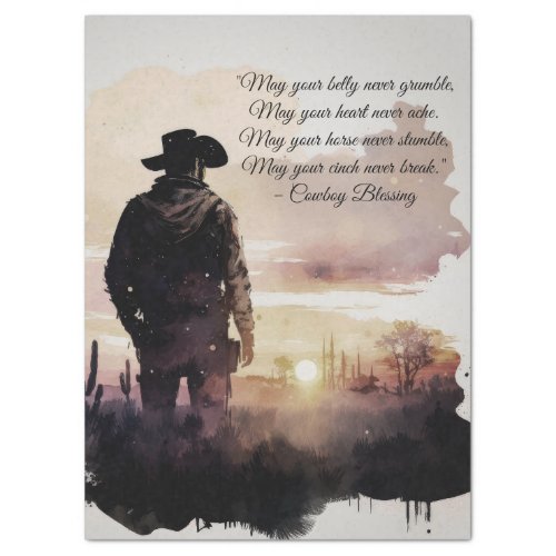 Cowboy Blessing Sunset Silhouette Tissue Paper