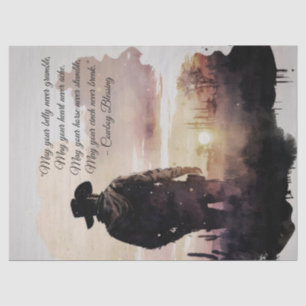 Cowboy Blessing Sunset Silhouette Tissue Paper