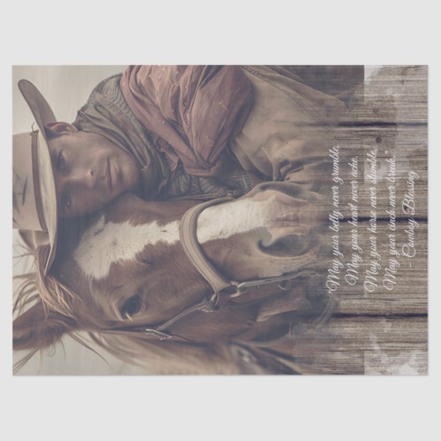 Cowboy Blessing Western Man Horse Tissue Paper (Front)