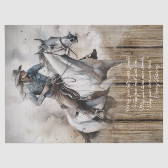 Cowboy Blessing Western Man Horse Tissue Paper (Front)