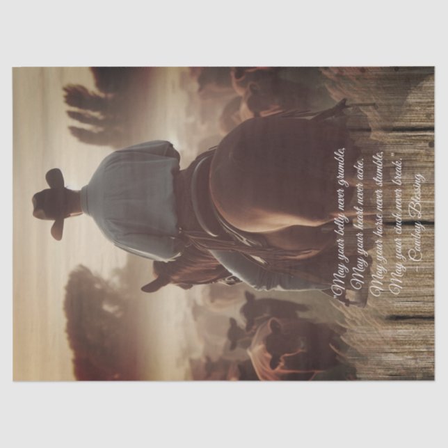 Cowboy Blessing Western Man Roundup Cattle Tissue Paper (Front)