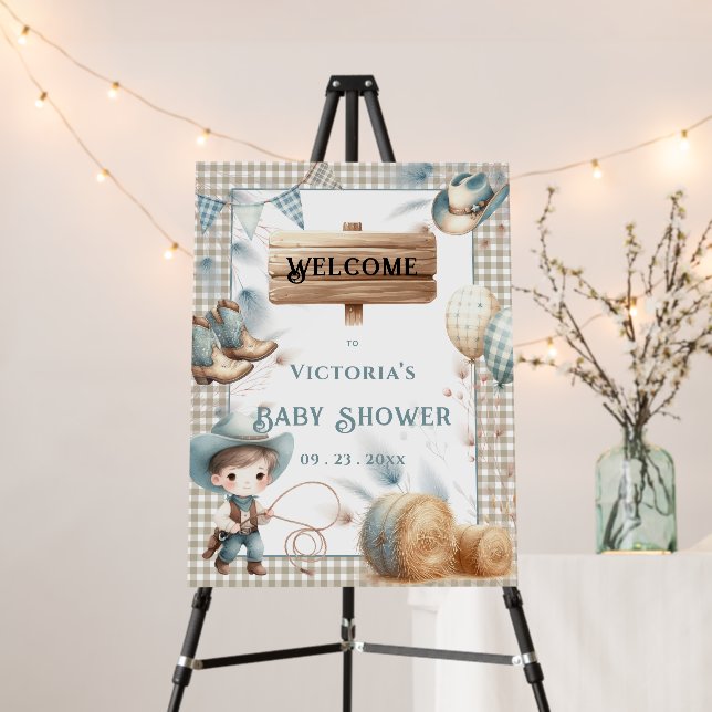 Cowboy Blue Boy Baby Shower Foam Board (In Situ (Stand))
