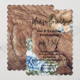 Cowboy blue floral bridal shower invitation 