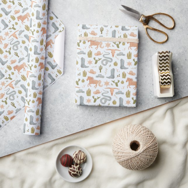 Cowboy Blue Pattern  Wrapping Paper (Crafts)