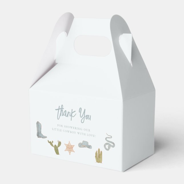 Cowboy Blue Western Baby Shower Favor Boxes (Front Side)