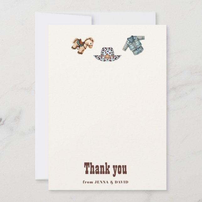 Cowboy Blue Western Rodeo Thank You Card (Front)
