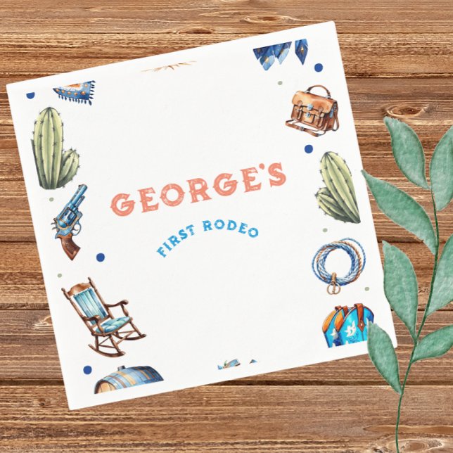 Cowboy Blue Western Wild West Birthday  Napkins (Creator Uploaded)