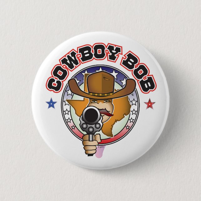 COWBOY BOB PINBACK BUTTON (Front)