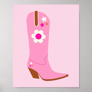 Cowboy Boot 01 Pink Preppy Boots Poster