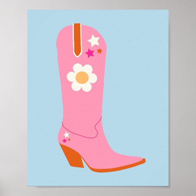Cowboy Boot 02 Pink And Blue Preppy Boots Poster (Front)