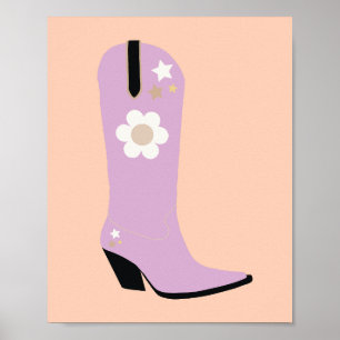 Cowboy Boot 07 Orange And Purple Cowgirl Boots Poster