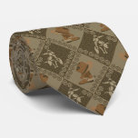 Cowboy Boot and Hat Wooden Inlay Seamless Pattern Tie
