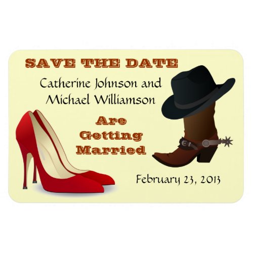 Cowboy Boot and High Heels Wedding Save The Date 1 Magnet