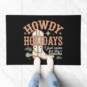 Cowboy Boot Black Background Howdy Holiday Doormat