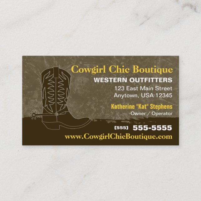 Cowboy Boot Business Card (Front)