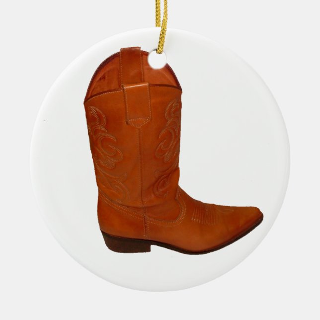 Cowboy Boot Ceramic Ornament (Front)