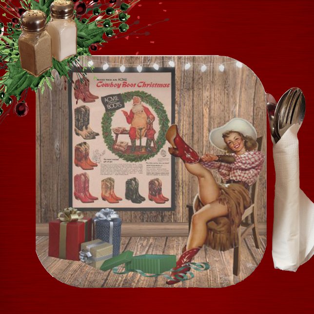 Cowboy Boot Christmas Paper Plates (Creator Uploaded)