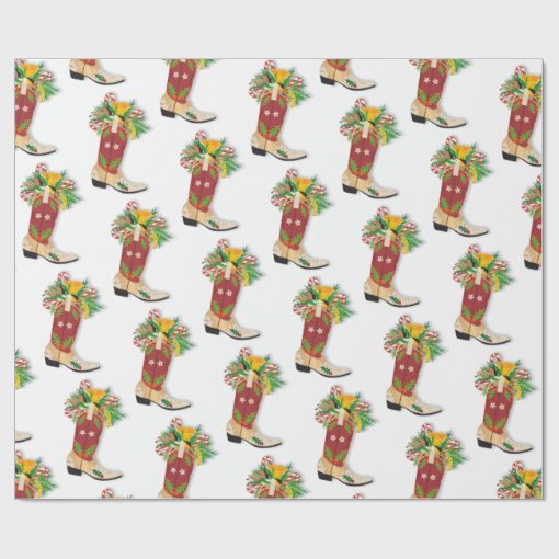 Cowboy boot Christmas wrapping paper Zazzle