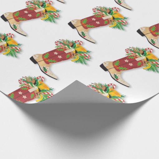 Cowboy boot Christmas wrapping paper Zazzle