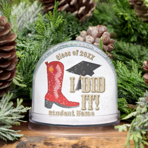 Cowboy Boot Graduation Snow Globe