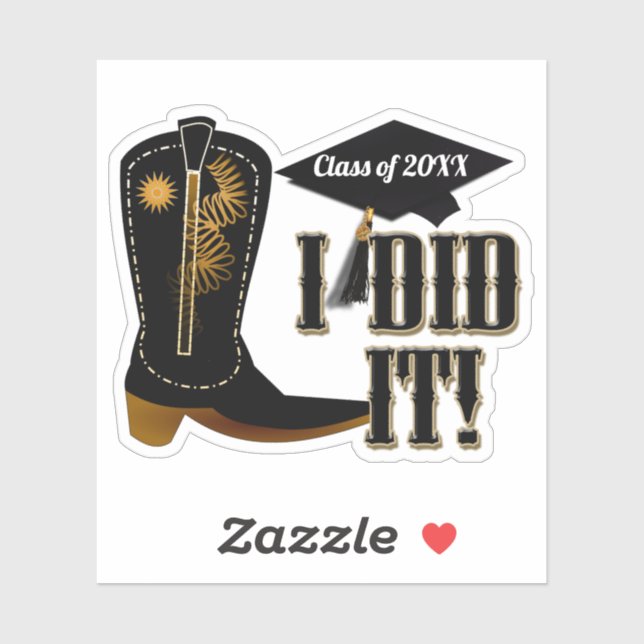 Cowboy Boot Graduation Sticker (Sheet)