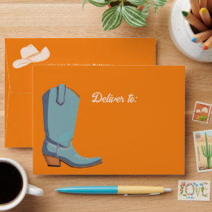 Cowboy boot hat return address envelope