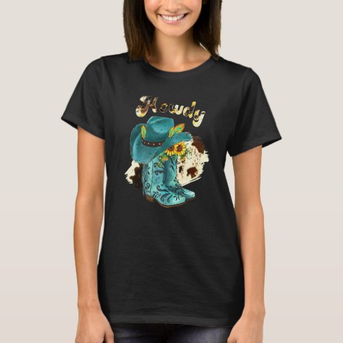 Cowboy Boot Leopard Sunflower Lets Go Girls Weste T_Shirt