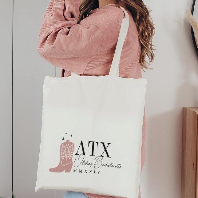 Cowboy Boot Personalized Austin Bachelorette Party Tote Bag (Creator Uploaded)