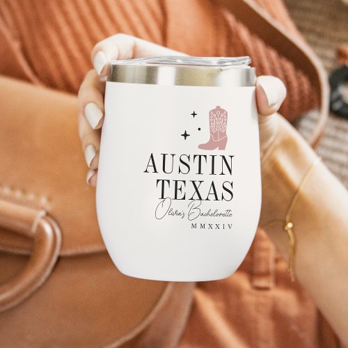 Cowboy Boot Personalized Bachelorette Party Thermal Wine Tumbler