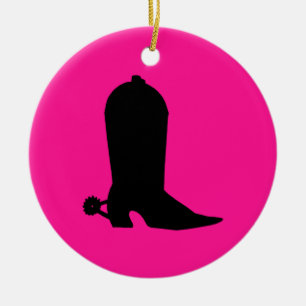 Cowboy Boot Silhouette Ceramic Ornament